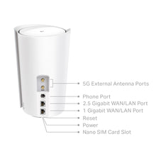 Cargar imagen en el visor de la galería, TP-Link Deco X80 5G LTE WiFi 6 AX6000 Router 2 RJ45 RJ11 2 Conector SMA Antena externa