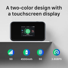 Cargar imagen en el visor de la galería, ZTE MU5001 Negro Hotspot Pebble 5G 4G Categoría 22 WiFi 6 4500mAh Batería con carga rápida