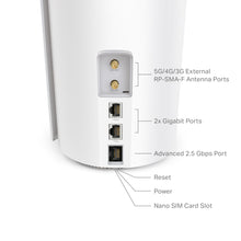 Cargar imagen en el visor de la galería, TP-Link Deco X50 5G LTE WiFi 6 AX3000 Router 3 RJ45 2 conectores RP-SMA para antena externa
