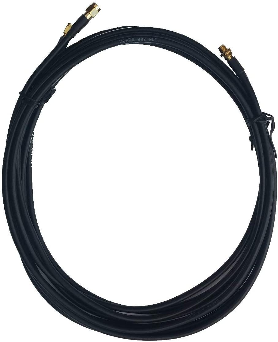 Cable de extensión SMA hembra a SMA macho 2 x 20 m ALSR200 negro para antena externa y router 4G LTE 5G MIMO